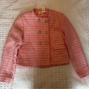 NWT!! Anthropologie Pink Tweed Lady Jacket